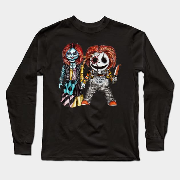 Sally Valentine and Chuck Skellington Long Sleeve T-Shirt by LeeHowardArtist